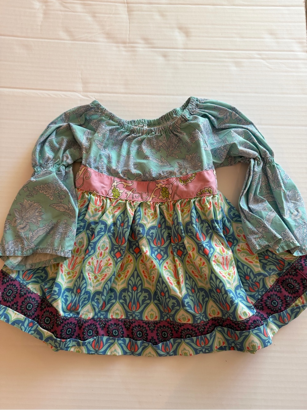 Matilda Jane Girls' Turquoise & Pink Floral Peasant Top